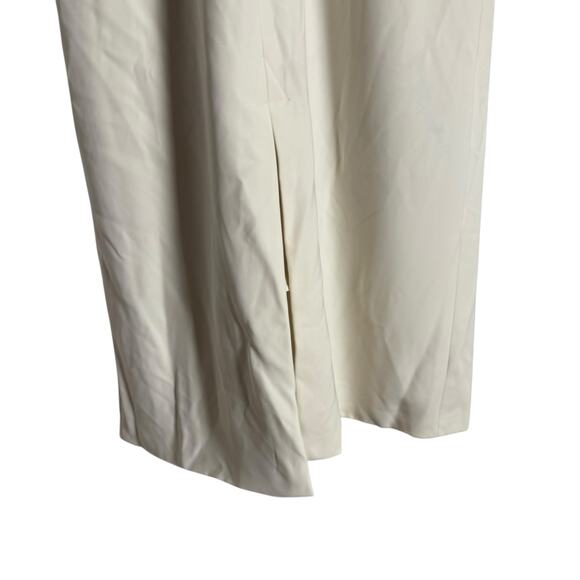 Marina Moscone Cream Long Belted Wrap Vest Trench Coat Size Medium - Picture 16 of 16